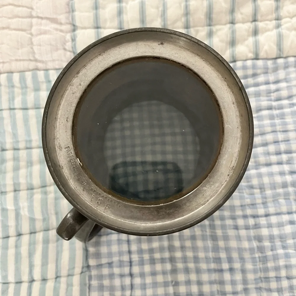 Antique Reed & Barton Pewter Tankard with Glass Base – Dated 1898